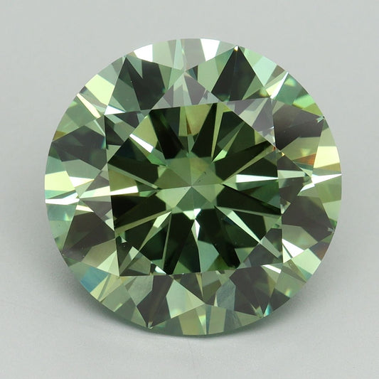Lab-Grown Round Diamond - 8.04 Carats, Fancy Vivid Green Color, VS1 Clarity - Certified by IGI - Report Number: LG644444669