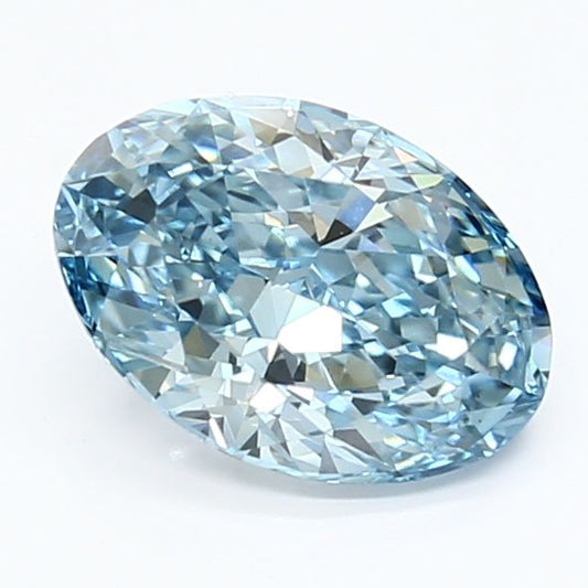 Lab-Grown Oval Diamond - 1.57 Carats, Fancy Vivid Blue Color, VS1 Clarity - Certified by IGI - Report Number: LG639411158