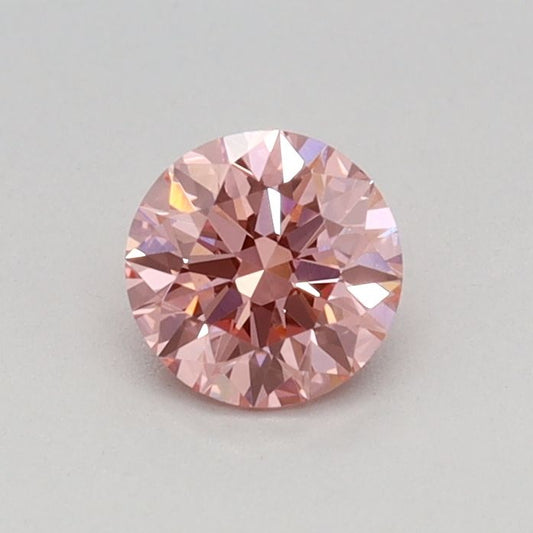 Lab-Grown Round Diamond - 0.32 Carats, Fancy Vivid Pink Color, VVS2 Clarity - Certified by IGI - Report Number: LG670438679
