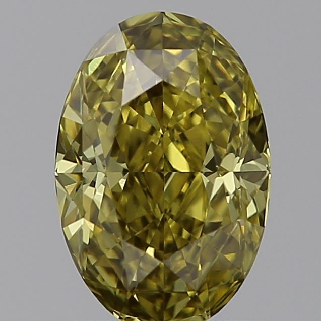 Lab-Grown Oval Diamond - 0.85 Carats, Fancy Intense Green Yellow Color, VVS2 Clarity - Certified by IGI - Report Number: LG598326428