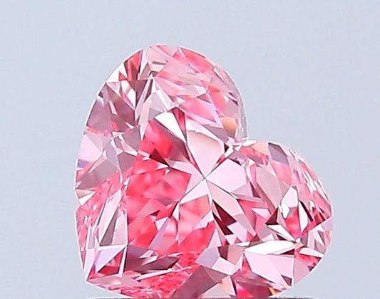 Lab-Grown Heart Diamond - 0.91 Carats, Fancy Vivid Pink Color, VVS2 Clarity - Certified by IGI - Report Number: LG665420410