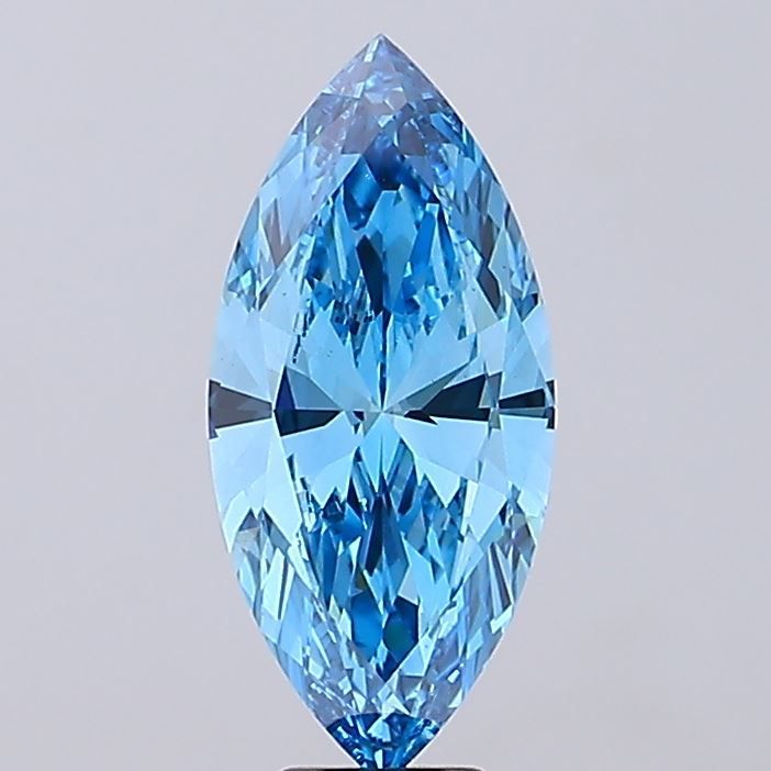 Lab-Grown Marquise Diamond - 7.01 Carats, Fancy Vivid Blue Color, VS1 Clarity - Certified by IGI - Report Number: LG687560581
