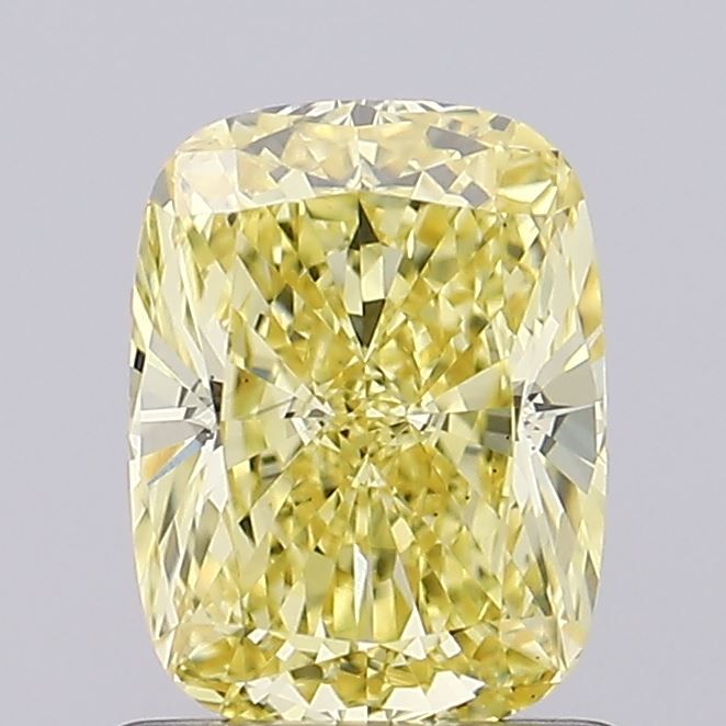 Lab-Grown Cushion Diamond - 1.15 Carats, Fancy Vivid Yellow Color, VS1 Clarity - Certified by IGI - Report Number: LG670459229