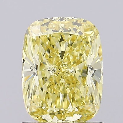 Lab-Grown Cushion Diamond - 1.15 Carats, Fancy Vivid Yellow Color, VS1 Clarity - Certified by IGI - Report Number: LG670459229