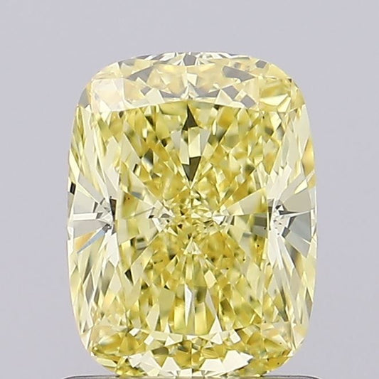 Lab-Grown Cushion Diamond - 1.15 Carats, Fancy Vivid Yellow Color, VS1 Clarity - Certified by IGI - Report Number: LG670459229