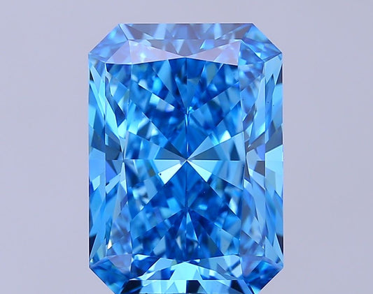 Lab-Grown Radiant Diamond - 7.16 Carats, Fancy Vivid Blue Color, VS1 Clarity - Certified by IGI - Report Number: LG685508828