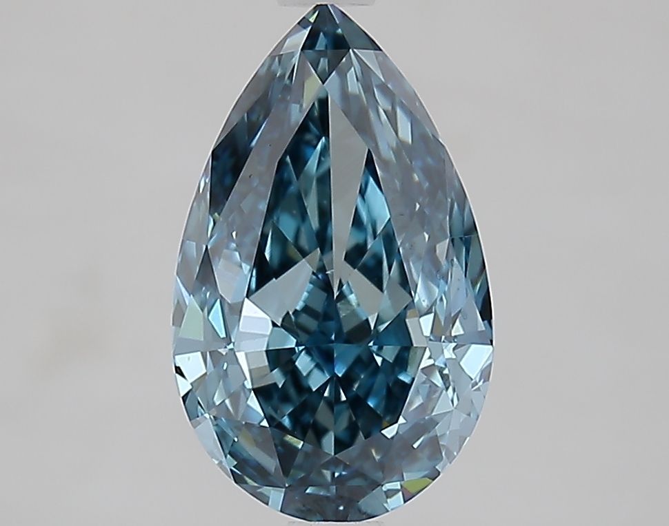 Lab-Grown Pear Diamond - 2.55 Carats, Fancy Vivid Blue Color, VS1 Clarity - Certified by IGI - Report Number: LG662471752