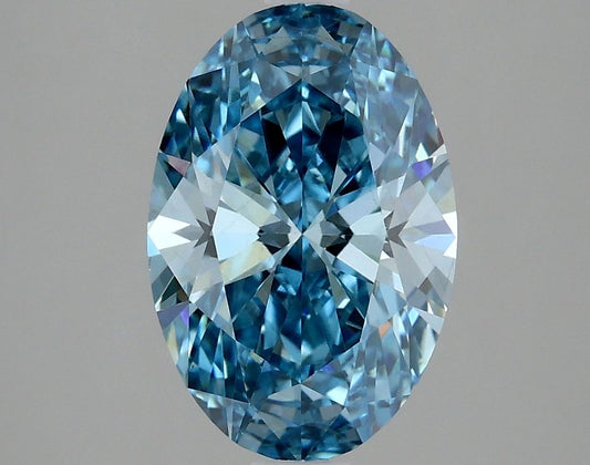 Lab-Grown Oval Diamond - 2.51 Carats, Fancy Vivid Blue Color, VS2 Clarity - Certified by IGI - Report Number: LG635469939