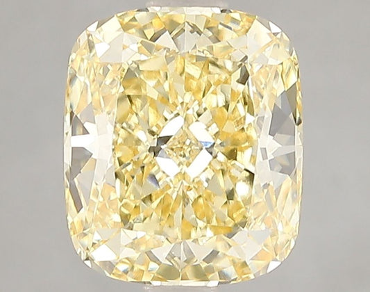Lab-Grown Cushion Diamond - 3.08 Carats, Fancy Intense Yellow Color, VVS2 Clarity - Certified by IGI - Report Number: LG660453391