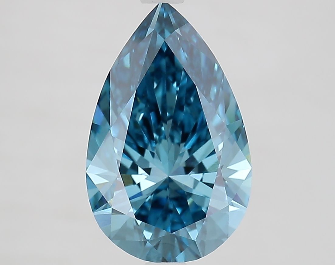 Lab-Grown Pear Diamond - 3.01 Carats, Fancy Vivid Blue Color, VVS2 Clarity - Certified by IGI - Report Number: LG675597705