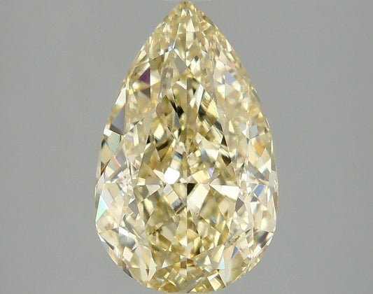 Lab-Grown Pear Diamond - 3.05 Carats, Fancy Yellow Color, VVS2 Clarity - Certified by IGI - Report Number: LG677503213