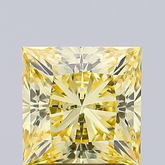Lab-Grown Princess Diamond - 1.08 Carats, Fancy Intense Yellow Color, VS2 Clarity - Certified by IGI - Report Number: LG560225196