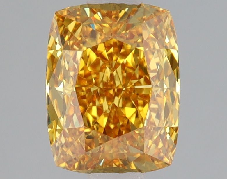 Lab-Grown Cushion Diamond - 1.23 Carats, Fancy Vivid Yellow Color, VS1 Clarity - Certified by IGI - Report Number: LG645475926