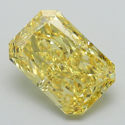 Lab-Grown Radiant Diamond - 3.55 Carats, Fancy Vivid Yellow Color, VS1 Clarity - Certified by IGI - Report Number: LG675525067