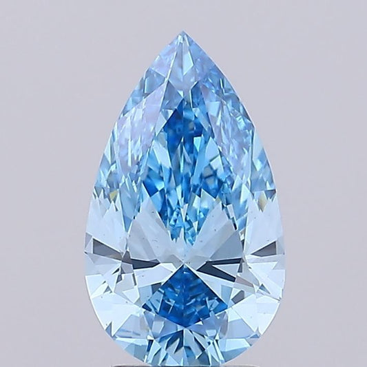 Lab-Grown Pear Diamond - 2.54 Carats, Fancy Vivid Blue Color, VS1 Clarity - Certified by IGI - Report Number: LG689506805