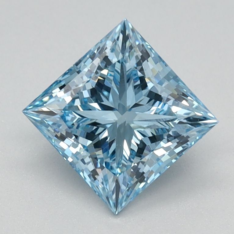 Lab-Grown Princess Diamond - 1.07 Carats, Fancy Vivid Blue Color, VS1 Clarity - Certified by IGI - Report Number: LG613350707