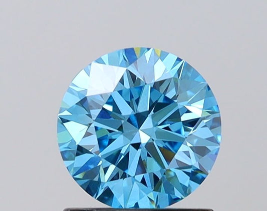 Lab-Grown Round Diamond - 1.03 Carats, Fancy Vivid Blue Color, VS2 Clarity - Certified by IGI - Report Number: LG686502812