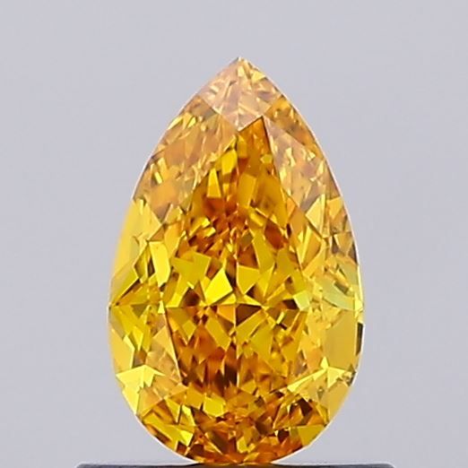 Lab-Grown Pear Diamond - 0.8 Carats, Fancy Vivid Orange Yellow Color, VS1 Clarity - Certified by IGI - Report Number: LG666412200
