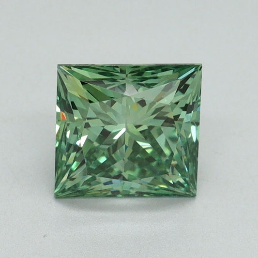 Lab-Grown Princess Diamond - 1.51 Carats, Fancy Vivid Green Color, VVS2 Clarity - Certified by IGI - Report Number: LG644491288