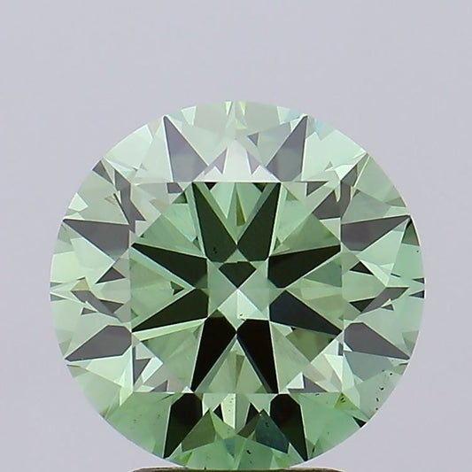 Lab-Grown Round Diamond - 3.0 Carats, Fancy Vivid Green Color, VS2 Clarity - Certified by IGI - Report Number: LG591359265