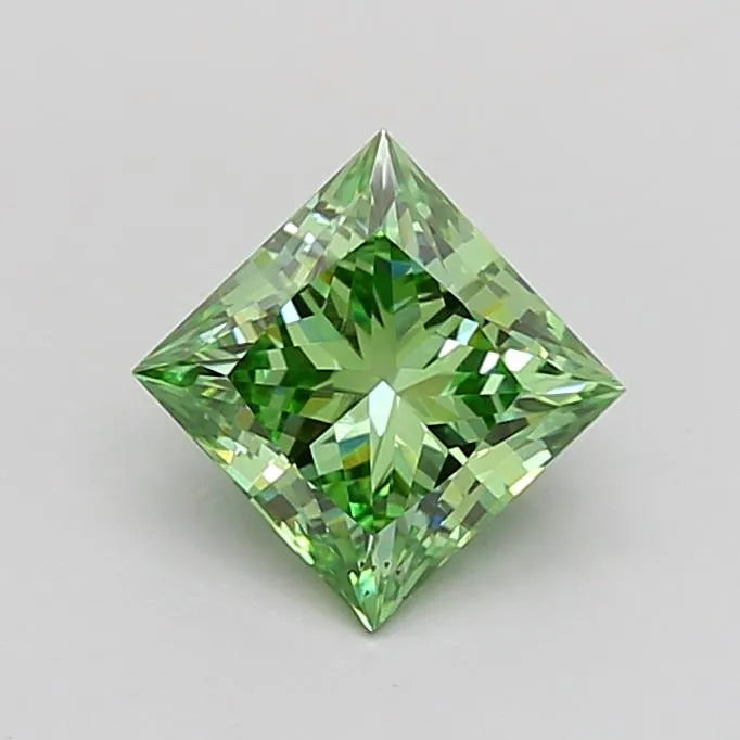 1.00ct Princess Lab Grown Diamond (Colour Fancy Vivid Green, Clarity VS2, IGI Certified)