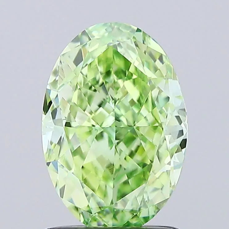 1.28ct Oval Lab Grown Diamond (Colour Fancy Vivid Green, Clarity VVS2, IGI Certified)