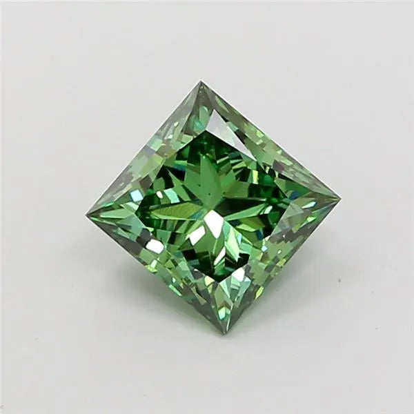 1.29ct Princess Lab Grown Diamond (Colour Fancy Vivid Green, Clarity VS2, IGI Certified)