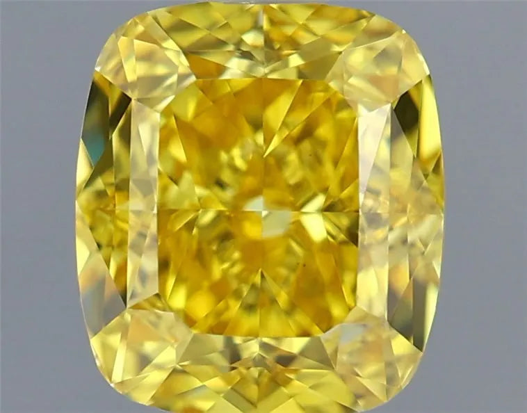 1.42ct Cushion modified Lab Grown Diamond (Colour Fancy Vivid Yellow, Clarity VS1, IGI Certified)