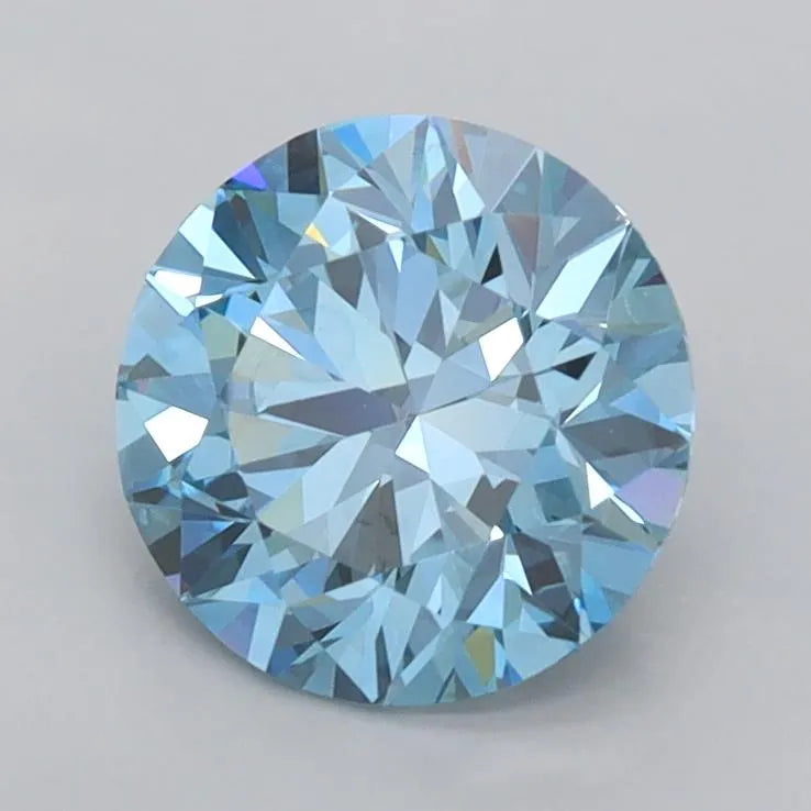 1.44ct Round Lab Grown Diamond (Colour Fancy Vivid Blue, Clarity VVS1, Cut ID, IGI Certified)