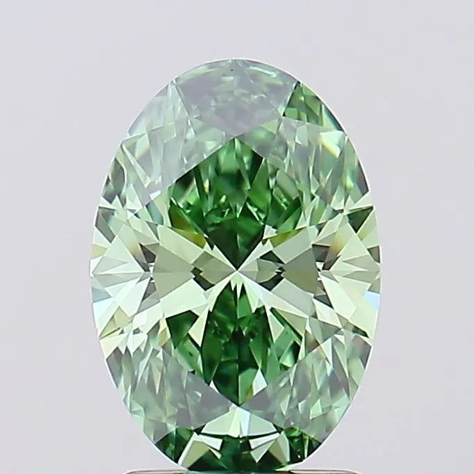 1.50ct Oval Lab Grown Diamond (Colour Fancy Vivid Green, Clarity VVS1, IGI Certified)