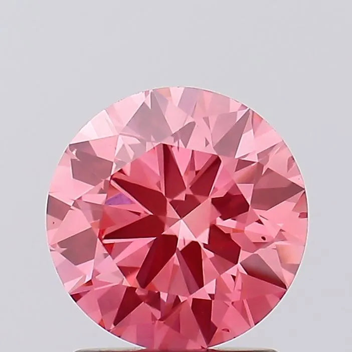 1.51ct Round Lab Grown Diamond (Colour Fancy Vivid Pink, Clarity VS2, Cut ID, IGI Certified)