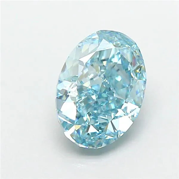 1.71ct Oval Lab Grown Diamond (Colour Fancy Vivid Greenish Blue, Clarity VVS2, IGI Certified)