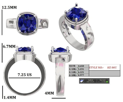 Im Labor gezüchteter Blue Heaven-Ring aus 925er Sterlingsilber (5 Karat)