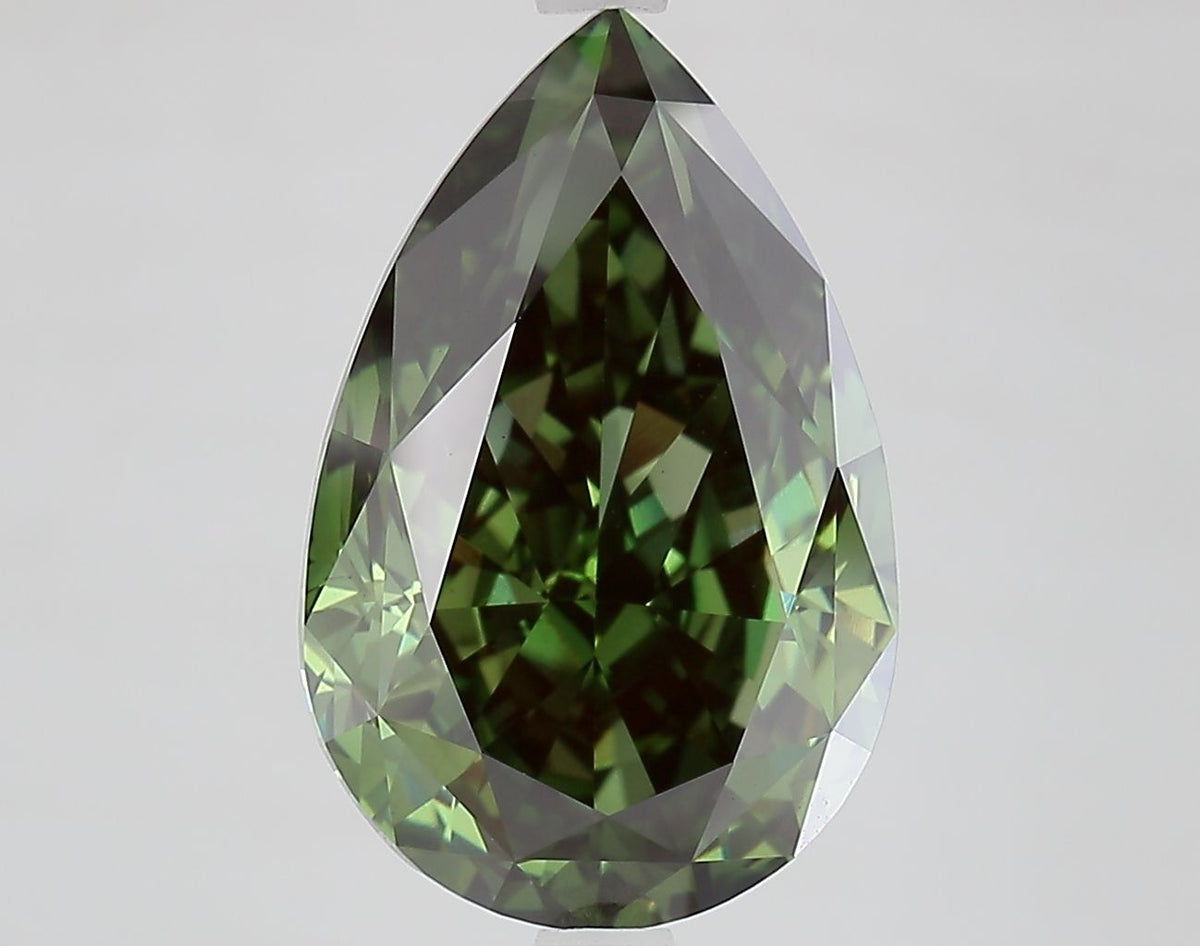 Lab-Grown Pear Diamond - 6.86 Carats, Fancy Vivid Green Color, VS1 Clarity - Certified by IGI - Report Number: LG667436459