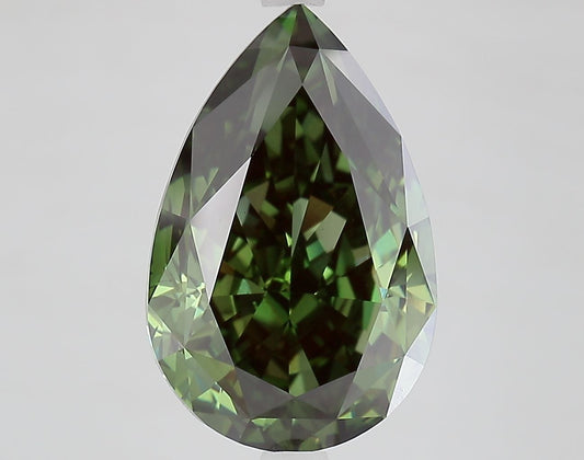 Lab-Grown Pear Diamond - 6.86 Carats, Fancy Vivid Green Color, VS1 Clarity - Certified by IGI - Report Number: LG667436459