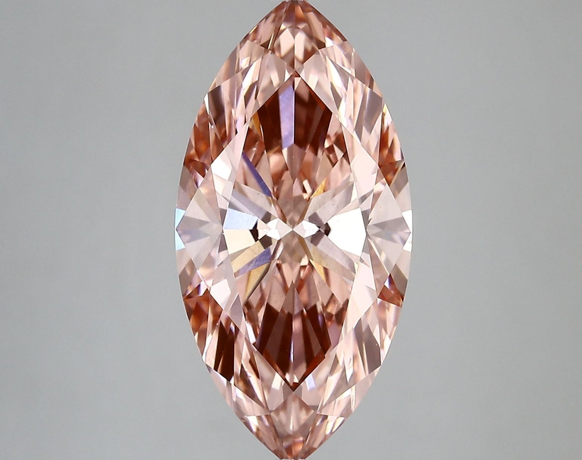 Lab-Grown Marquise Diamond - 5.02 Carats, Fancy Vivid Pink Color, VS1 Clarity - Certified by IGI - Report Number: LG669450456