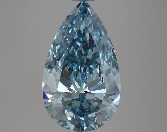 Lab-Grown Pear Diamond - 4.69 Carats, Fancy Vivid Blue Color, VS1 Clarity - Certified by IGI - Report Number: LG627456918