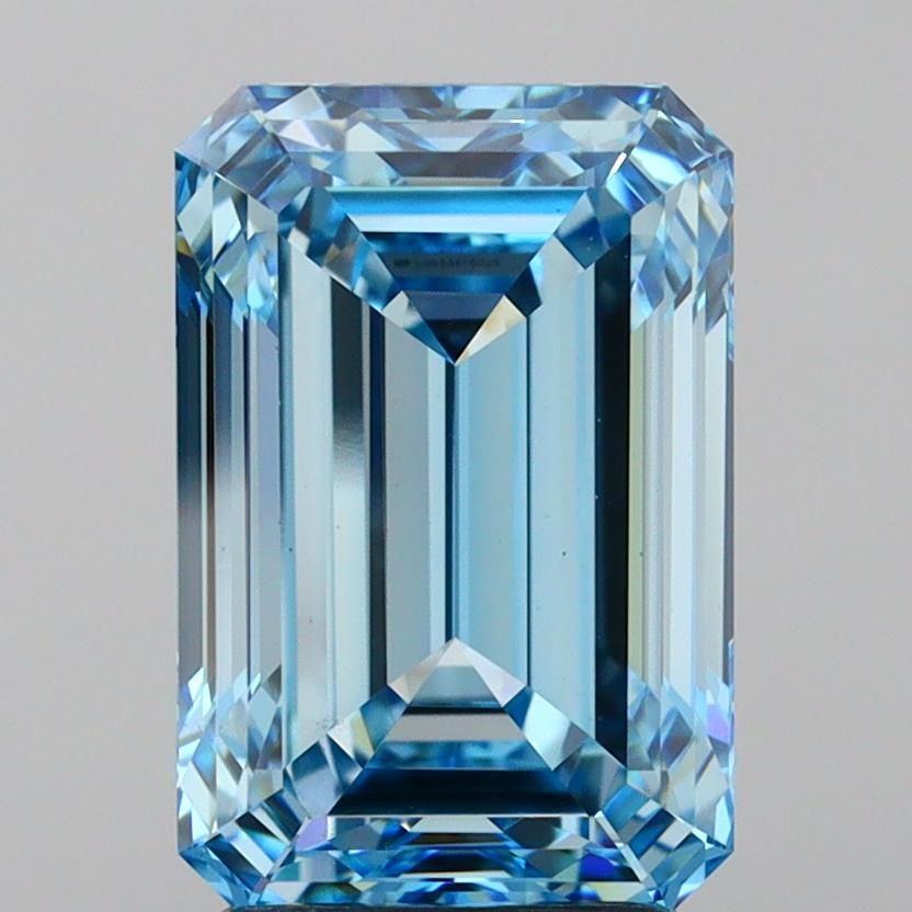 Lab-Grown Emerald Diamond - 3.54 Carats, Fancy Vivid Blue Color, VS1 Clarity - Certified by IGI - Report Number: LG633475029