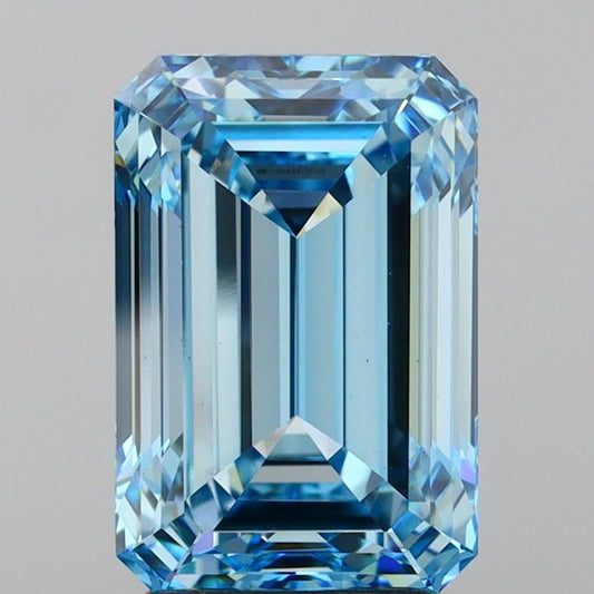 Lab-Grown Emerald Diamond - 3.54 Carats, Fancy Vivid Blue Color, VS1 Clarity - Certified by IGI - Report Number: LG633475029