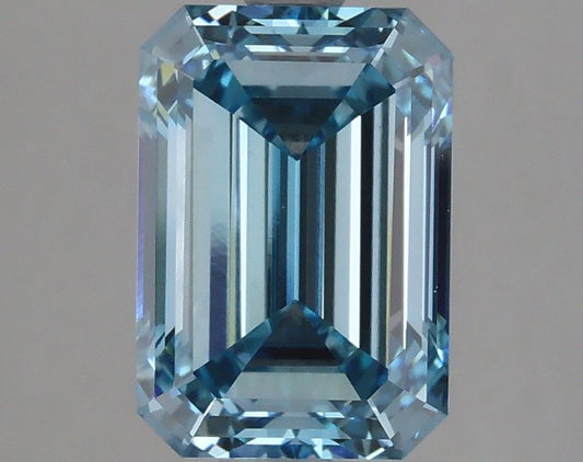 Lab-Grown Emerald Diamond - 3.02 Carats, Fancy Vivid Blue Color, VS1 Clarity - Certified by IGI - Report Number: LG626420489