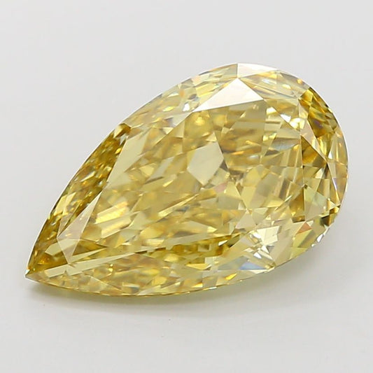 Lab-Grown Pear Diamond - 4.55 Carats, Fancy Intense Brownish Yellow Color, VVS2 Clarity - Certified by IGI - Report Number: LG660444771