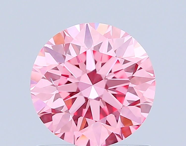 Lab-Grown Round Diamond - 1.0 Carats, Fancy Vivid Pink Color, VVS2 Clarity - Certified by IGI - Report Number: LG677559701