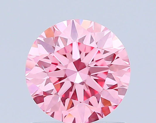 Lab-Grown Round Diamond - 1.0 Carats, Fancy Vivid Pink Color, VVS2 Clarity - Certified by IGI - Report Number: LG677559701