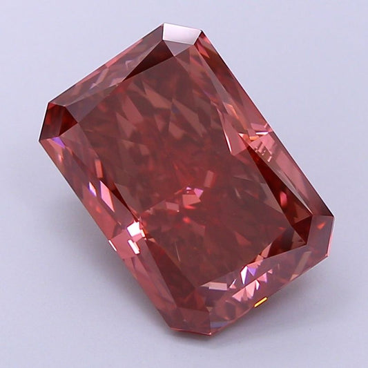 Lab-Grown Radiant Diamond - 5.2 Carats, Fancy Deep Pink Color, VS1 Clarity - Certified by IGI - Report Number: LG665419536