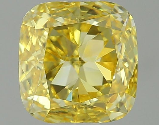 Lab-Grown Cushion Diamond - 0.79 Carats, Fancy Vivid Yellow Color, VVS1 Clarity - Certified by IGI - Report Number: LG640457219