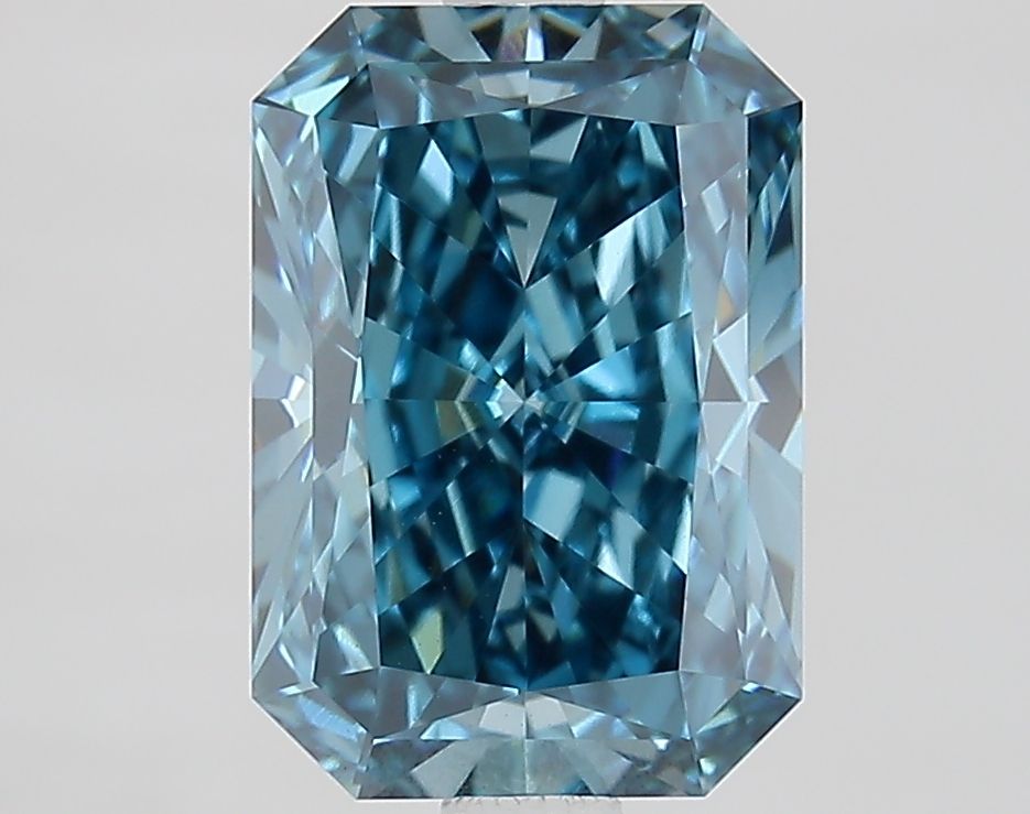Lab-Grown Radiant Diamond - 2.53 Carats, Fancy Vivid Blue Color, VVS2 Clarity - Certified by IGI - Report Number: LG687572397