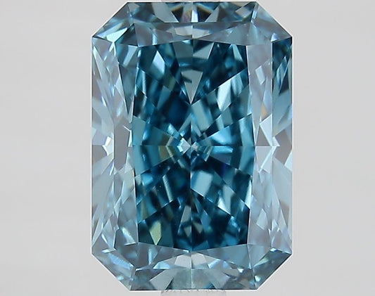 Lab-Grown Radiant Diamond - 2.53 Carats, Fancy Vivid Blue Color, VVS2 Clarity - Certified by IGI - Report Number: LG687572397