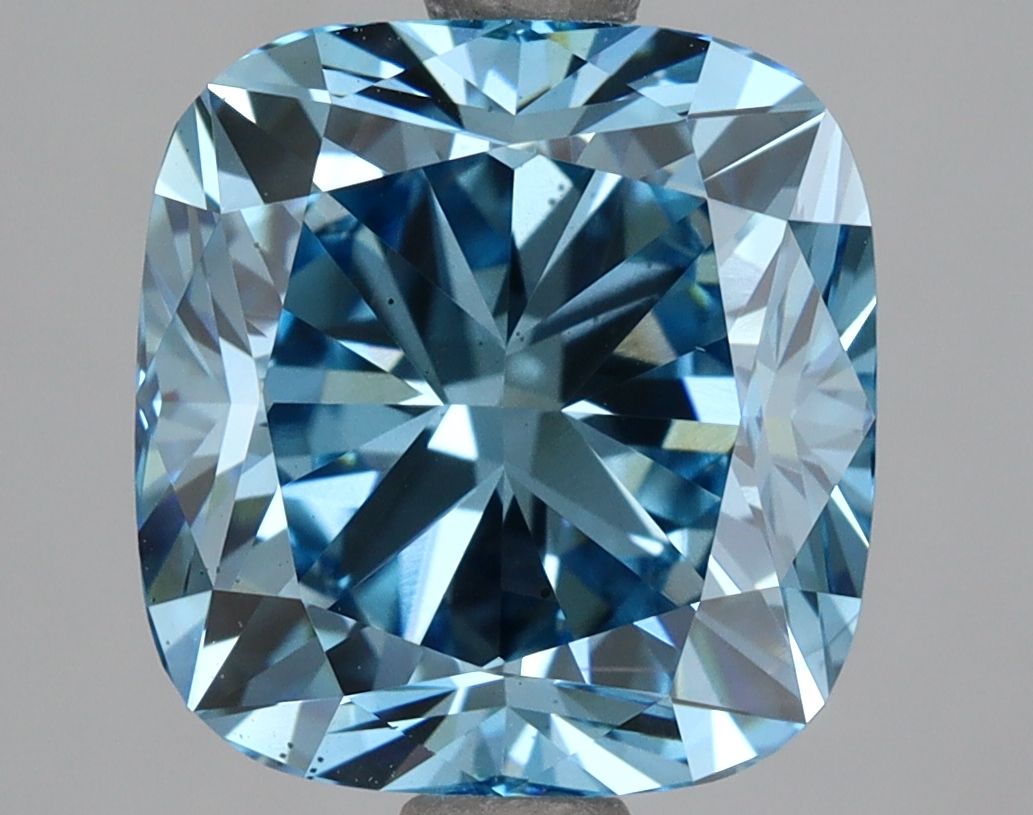 Lab-Grown Cushion Diamond - 3.57 Carats, Fancy Vivid Blue Color, VS2 Clarity - Certified by IGI - Report Number: LG662418245