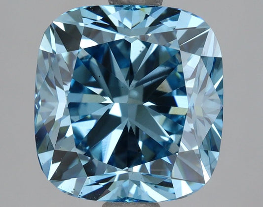 Lab-Grown Cushion Diamond - 3.57 Carats, Fancy Vivid Blue Color, VS2 Clarity - Certified by IGI - Report Number: LG662418245