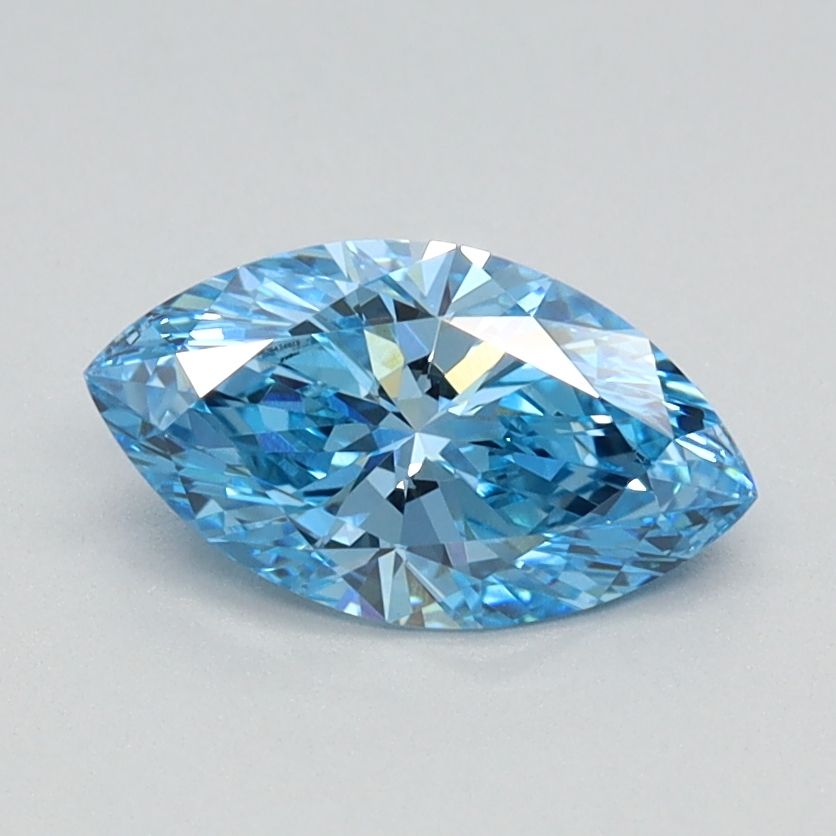 Lab-Grown Marquise Diamond - 0.72 Carats, Fancy Vivid Blue Color, VVS2 Clarity - Certified by IGI - Report Number: LG626424617